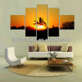 5 splitting panels Painting Arts of sunset forest images